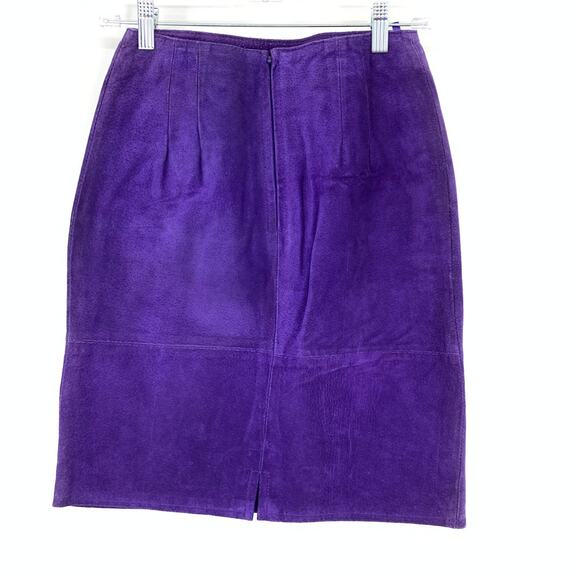 Gianni Suede Pencil Skirt Womens 0 High Waist Purple Lined Vintage 90s - Picture 2 of 6